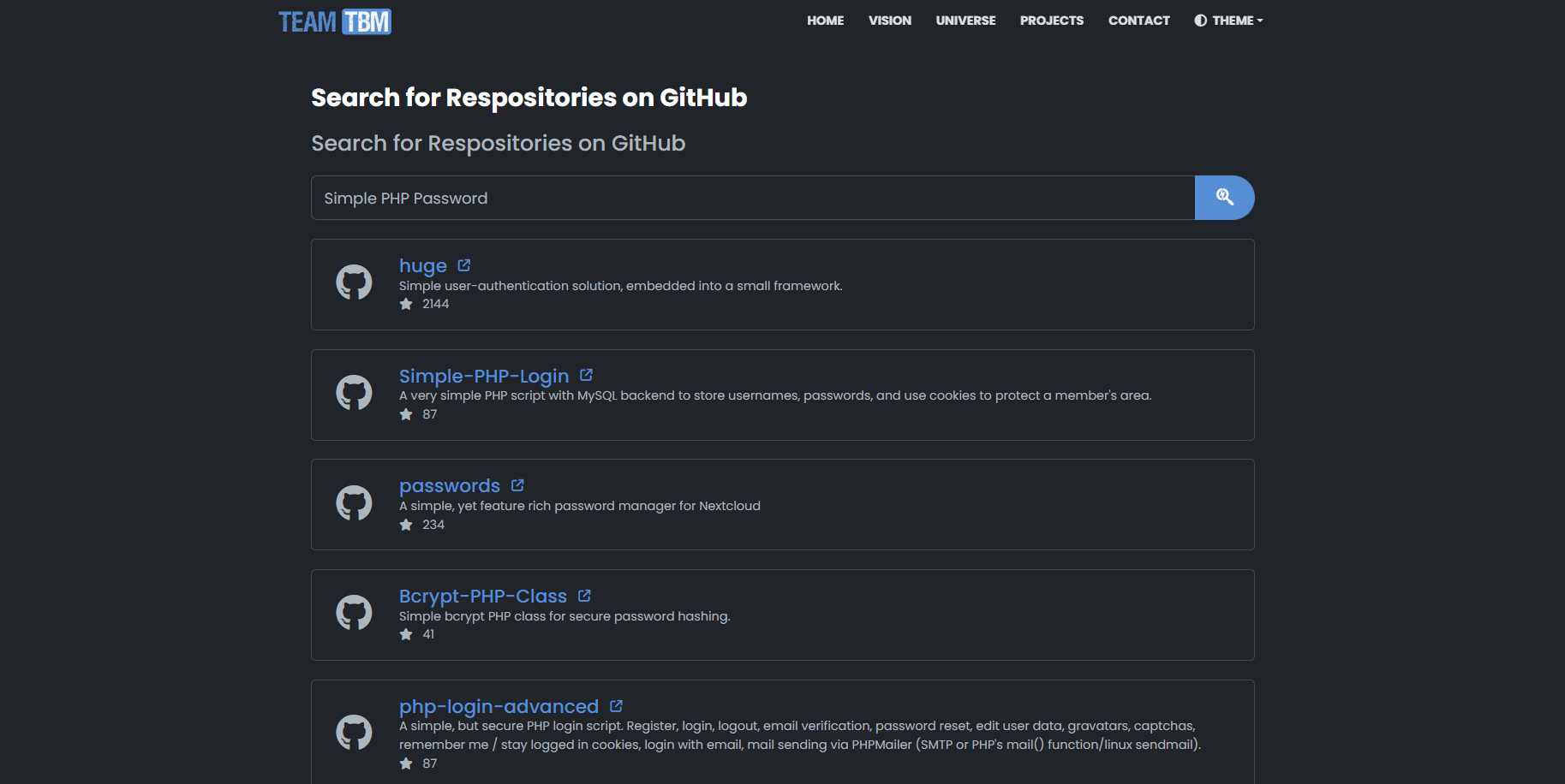 GitHub Respositories Search